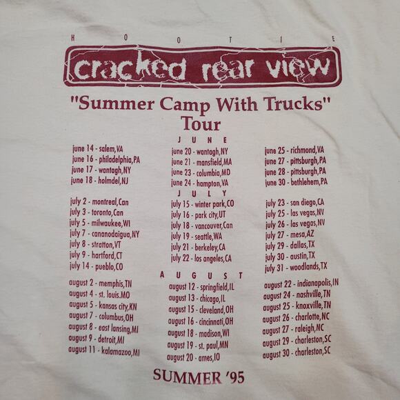 VTG 1995 Hootie & the Blowfish T-Shirt Mens L/XL Cracked Rear View Tour - Picture 8 of 13